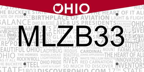 MLZB33 Ohio License Plate