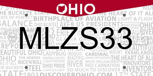 MLZS33 Ohio License Plate