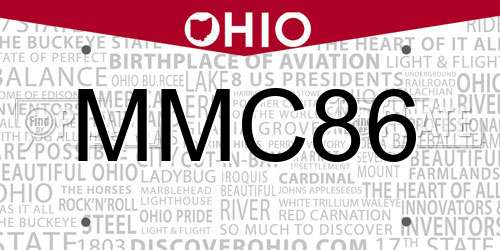 MMC86 Ohio License Plate