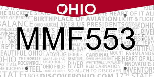 MMF553 Ohio License Plate