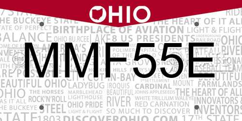 MMF55E Ohio License Plate
