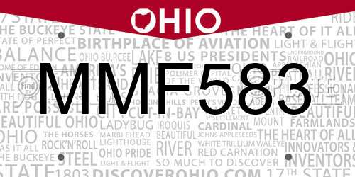 MMF583 Ohio License Plate