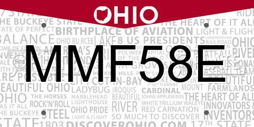 MMF58E Ohio License Plate