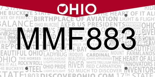 MMF883 Ohio License Plate