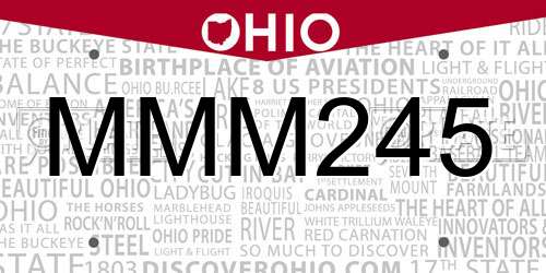 MMM245 Ohio License Plate