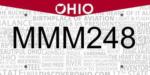 MMM248 Ohio License Plate