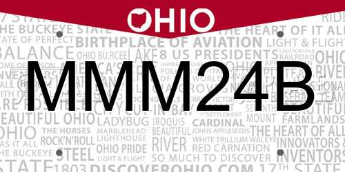 MMM24B Ohio License Plate