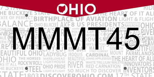 MMMT45 Ohio License Plate