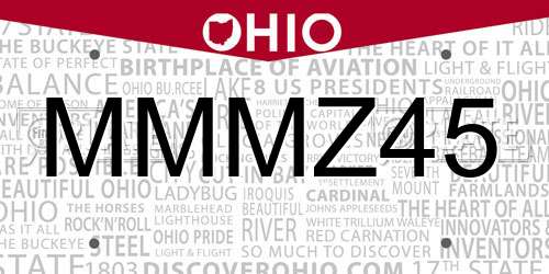 MMMZ45 Ohio License Plate