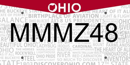 MMMZ48 Ohio License Plate
