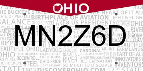 MN2Z6D Ohio License Plate