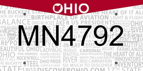 MN4792 Ohio License Plate