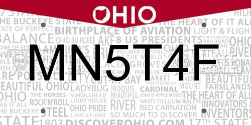 MN5T4F Ohio License Plate