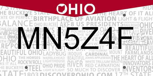 MN5Z4F Ohio License Plate