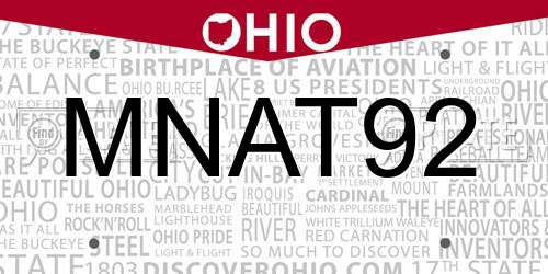 MNAT92 Ohio License Plate