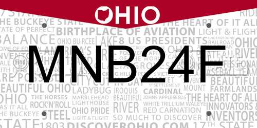 MNB24F Ohio License Plate