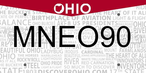 MNEO90 Ohio License Plate