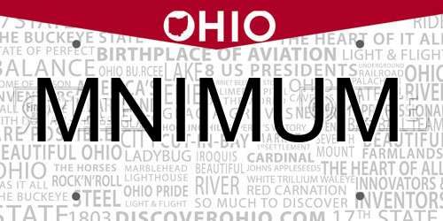 MNIMUM Ohio License Plate