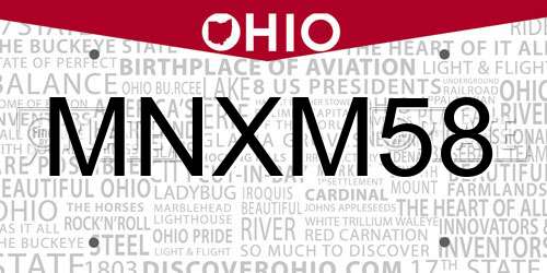MNXM58 Ohio License Plate
