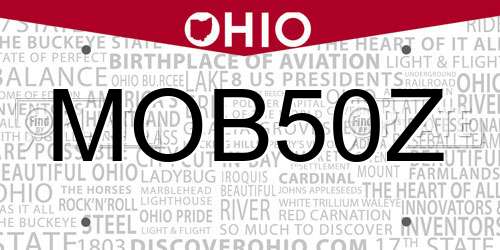 MOB50Z Ohio License Plate