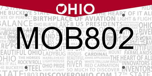 MOB802 Ohio License Plate