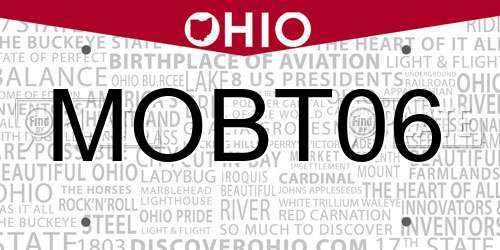 MOBT06 Ohio License Plate