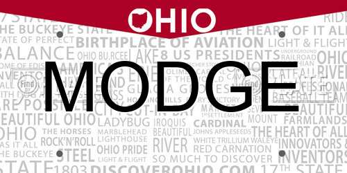 MODGE Ohio License Plate