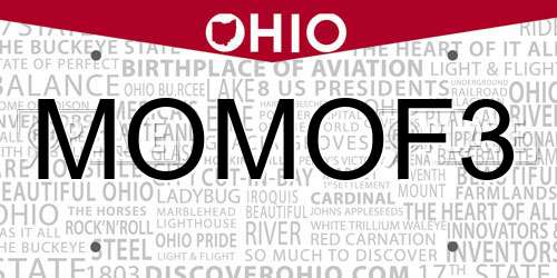 MOMOF3 Ohio License Plate