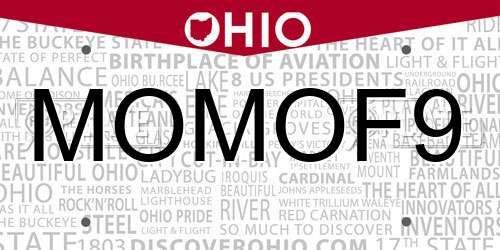 MOMOF9 Ohio License Plate