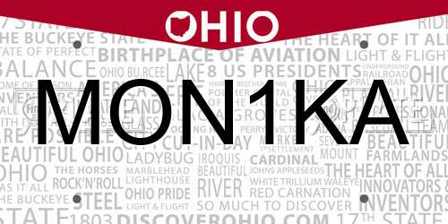 MON1KA Ohio License Plate