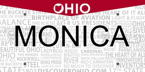 MONICA Ohio License Plate