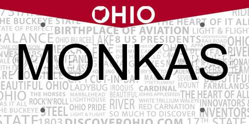 MONKAS Ohio License Plate