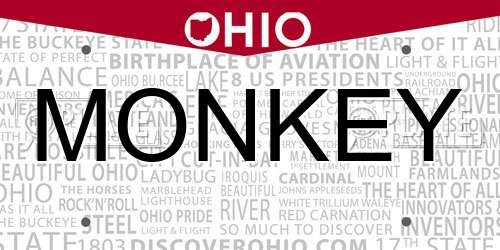 MONKEY Ohio License Plate
