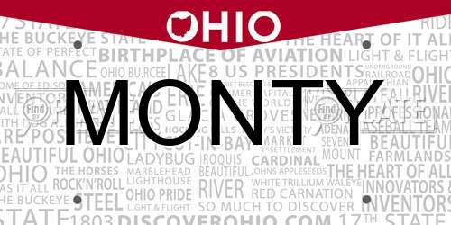 MONTY Ohio License Plate