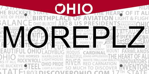 MOREPLZ Ohio License Plate