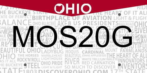 MOS20G Ohio License Plate