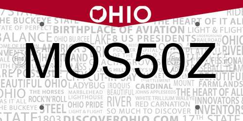 MOS50Z Ohio License Plate
