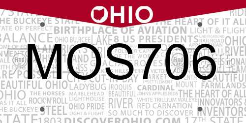 MOS706 Ohio License Plate