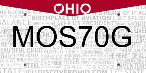 MOS70G Ohio License Plate