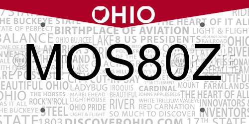 MOS80Z Ohio License Plate