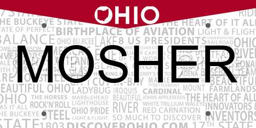 MOSHER Ohio License Plate