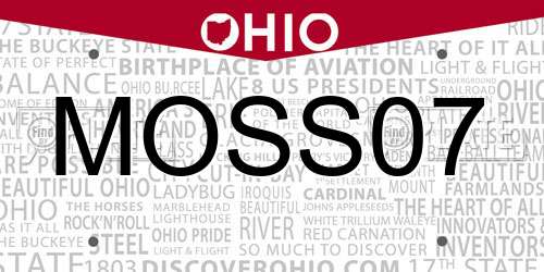 MOSS07 Ohio License Plate