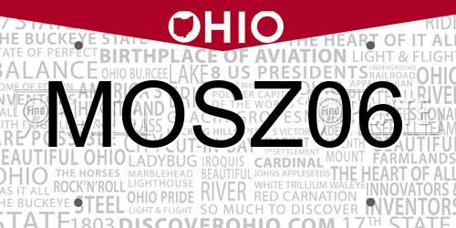 MOSZ06 Ohio License Plate