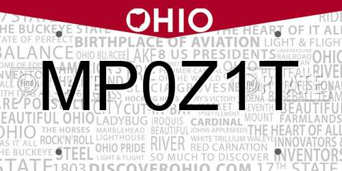 MP0Z1T Ohio License Plate