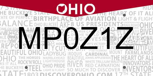 MP0Z1Z Ohio License Plate