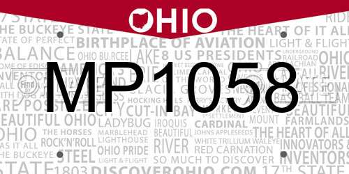 MP1058 Ohio License Plate