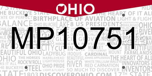 MP10751 Ohio License Plate