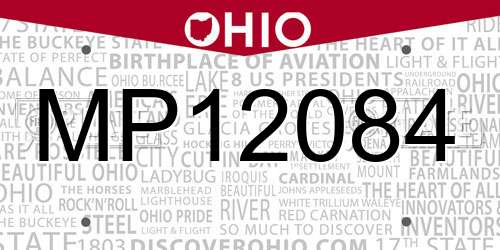 MP12084 Ohio License Plate