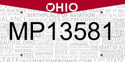 MP13581 Ohio License Plate