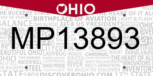MP13893 Ohio License Plate